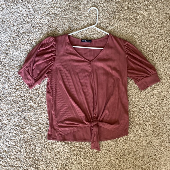 Kim & Cami Tops - Rose colored tie-front top Nordstrom rack
